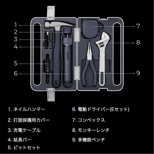 工具らしくないデザイン！電動タイプDIYベーシック工具【HOTO SET E】